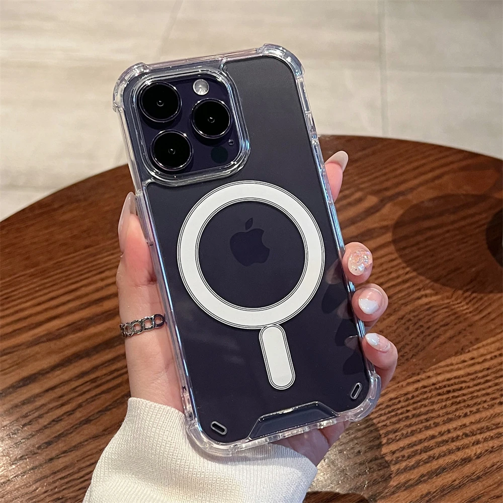 Luxurious Magnetic Wireless Charging Shockproof Transparent Phone Case
