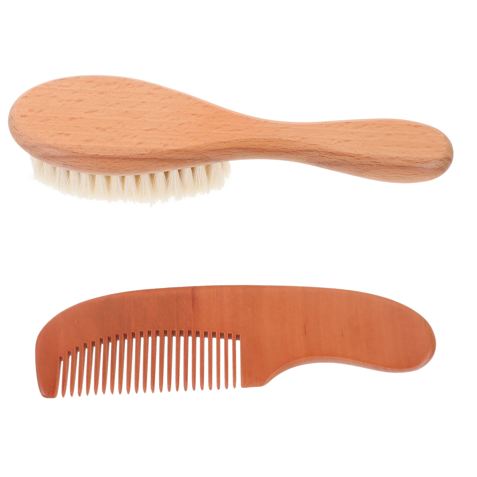 

Natural Oval Baby Shampoo and Comb Set Newborn Toddler Combs Wool Hair Brush for Care Beech Wooden Infant