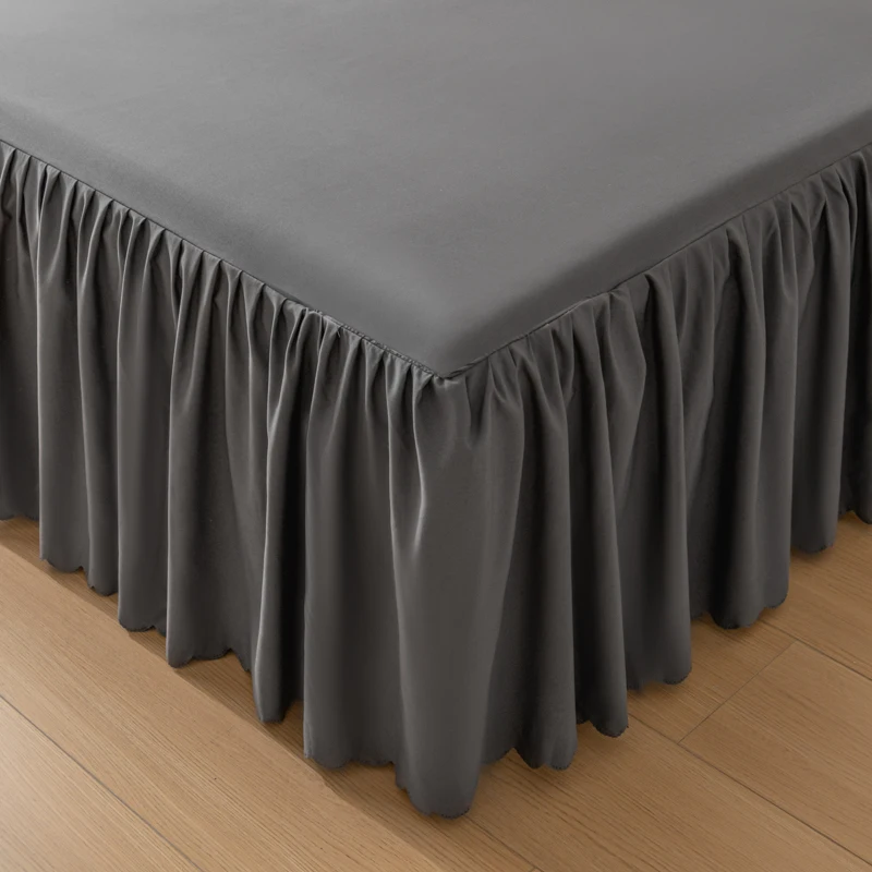 1pc Gray Bed Skirt Skin-friendly Bed Cover Simple Style Mattress Protector roupa de cama Soft Bedspread Home (No Pillowcase) bed skirt