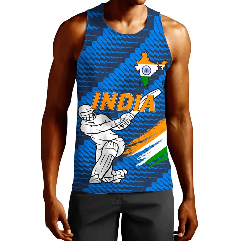 

India Flag Map 3D Printed Beach Tank Top For Men Clothes Fashion Sport Jersey Hawaiian Male Waistcoat National Emblem Kids Tops