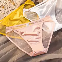 Sous-vêtements College à pois pour femmes, culottes en dentelle pour dames, sous-vêtements sans couture, confortables, mi-audigirls, solides, documents intimes 1
