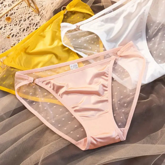 Sous-vêtements College à pois pour femmes, culottes en dentelle pour dames, sous-vêtements sans couture, confortables, mi-audigirls, solides, documents intimes 1