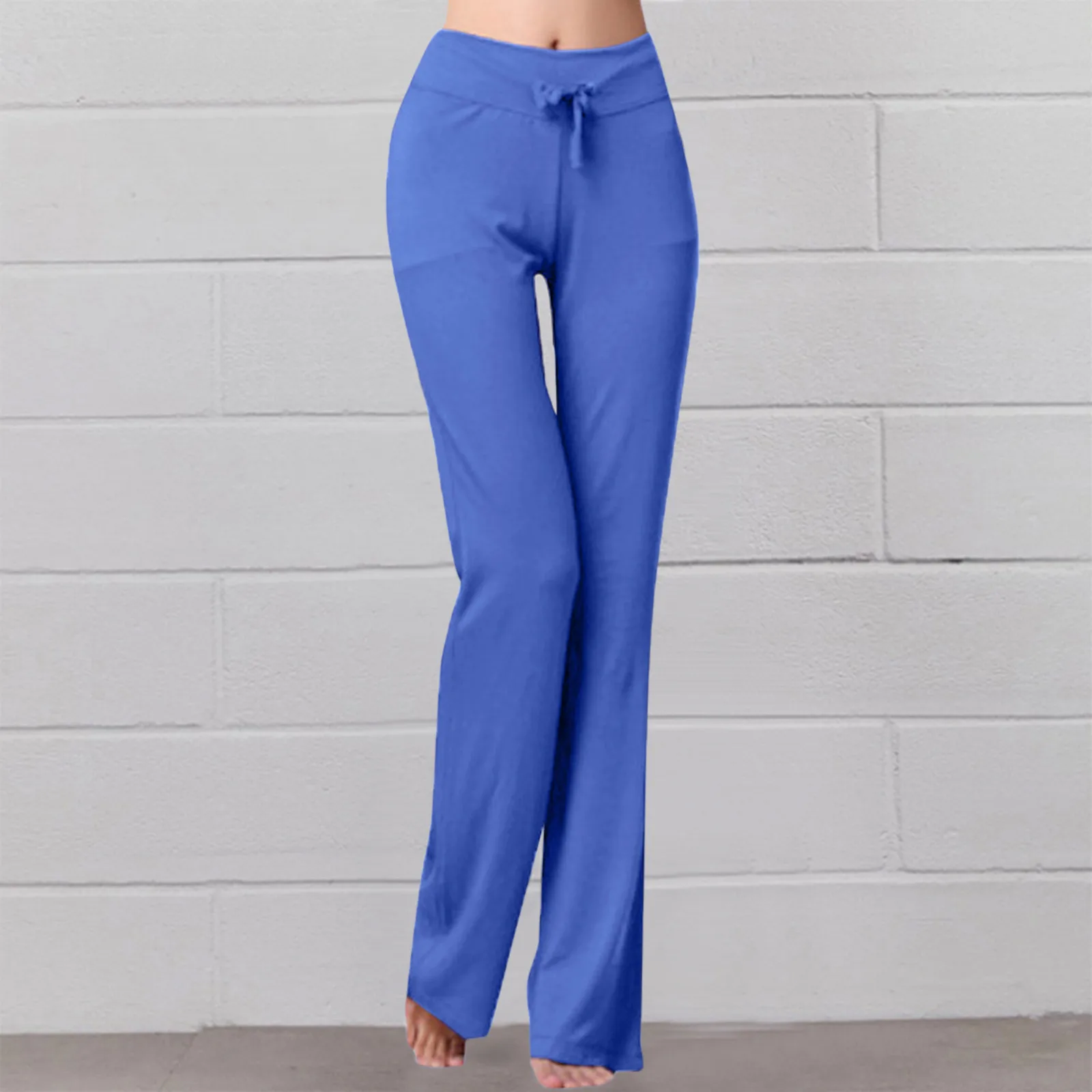 

Women Solid Color High Waist Drawstring Wide Leg Long Pants Yoga Dance Trousers Wide Leg For Yoga Running Jogging Gymnastics