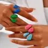 Bagues empilables torsadées ouvertes pour femmes, bague statement audacieuse géométrique bleue en émail croisé, résistante à l'eau