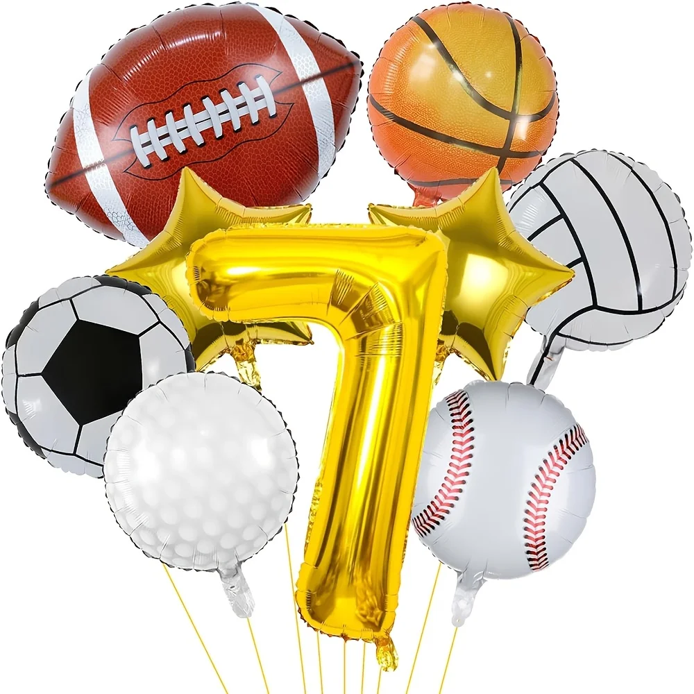1set Sport Luftballons 18 zoll Fußball Basketball Baseball Volleyball Fußball Folie Ballon für Sport Thema Geburtstag Party Dekoration – Detail 9