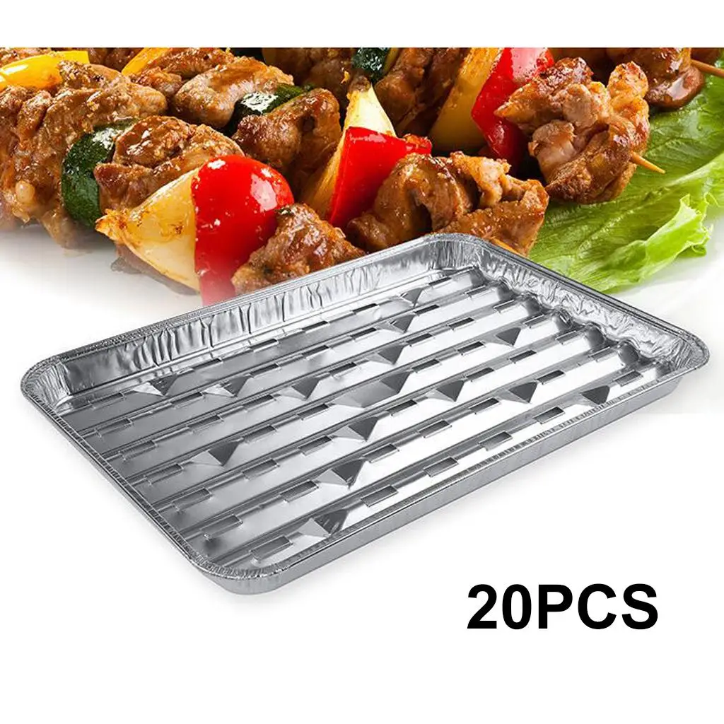 20 Topper Per Griglia USA E Getta – Tappetini Rettangolari In Alluminio Antiaderente, 39x30 Cm, Per Barbecue, Campeggio E Picnic - 2