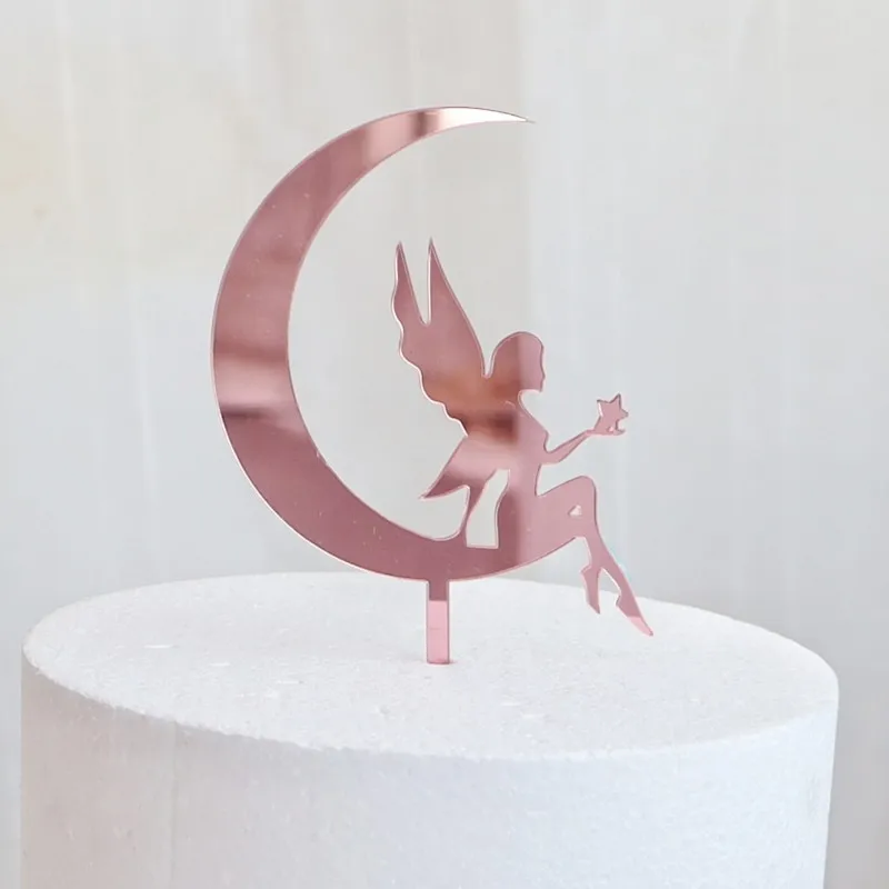 Neuer Schloss-Geburtstagstorten-Topper in Rosa-Gold aus Acryl, Geschenk für Kinder, Kuchendekoration für Babyparty-Zubehör – Detail 10