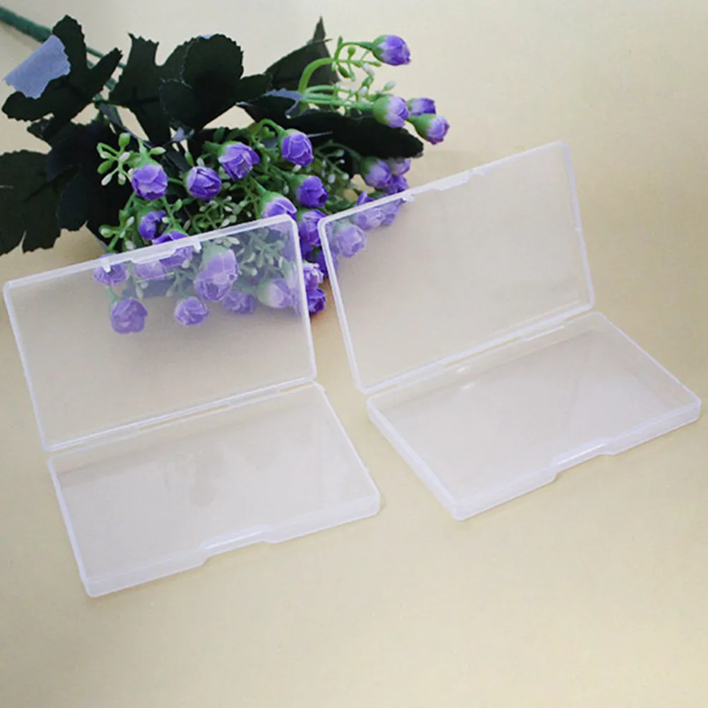 2Pcs 휴대용 명함 홀더 이름 신용 ID 구성 요소 보관을위한 플라스틱 케이스 주최자 비즈니스 케이스 이름 홀더