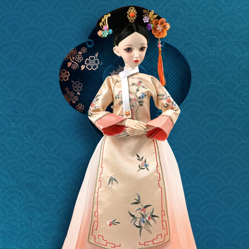 

60cm BJD Doll Chinese Qing dynasty princess Dolls Ancient Costume Clothing Traditional Hanfu Clothes for 1/3 Girls Doll Gift Toy