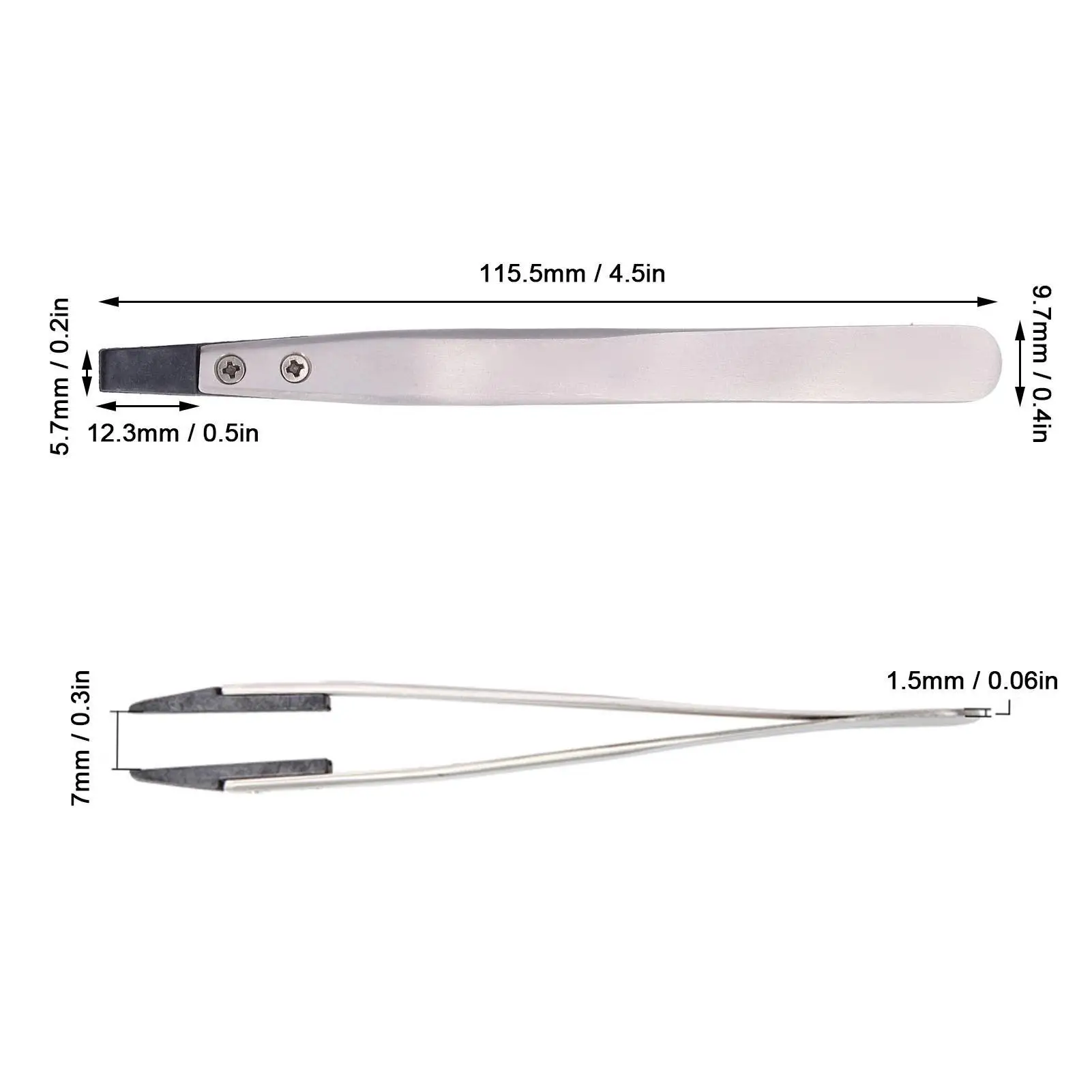 Plastic Tweezers Set-Carbon Tip, Flat Anti-Static Design, Matte Sandblasted Finish, Replacement Heads Included
