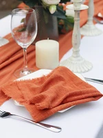10pcs 32x32cm Wholesale terracotta Gauze Cotton Napkin Reusable Tea Towel Wedding Party Christmas Table Decor Retro Burrs napkin 2