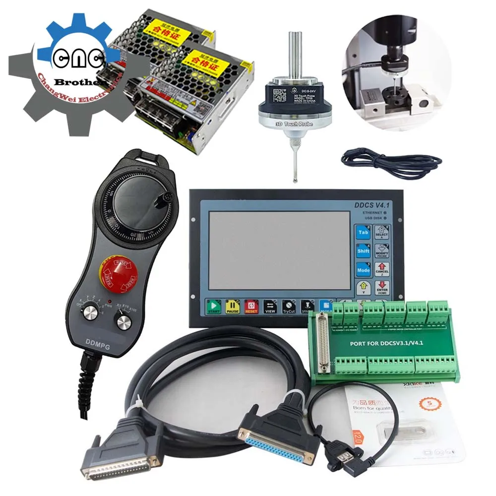 Controller Cnc Ddcsv4.1 3/4 Axis Cnc Offline Controller + V5/6 Anti-Roll 3D Touch Probe Edge Finder + Volantino Mpg + 75 W24Vdc