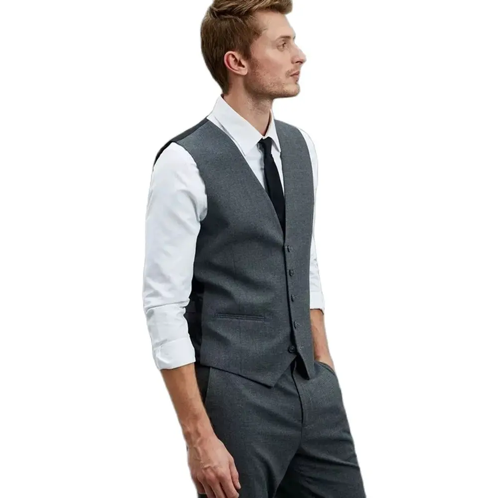 

Dark Grey Men Suits Custom Made Single Breasted Bridegroom Wedding Wear 3 Pieces Slim Set Jacket+Pants+Vest Male Clothes Outfit