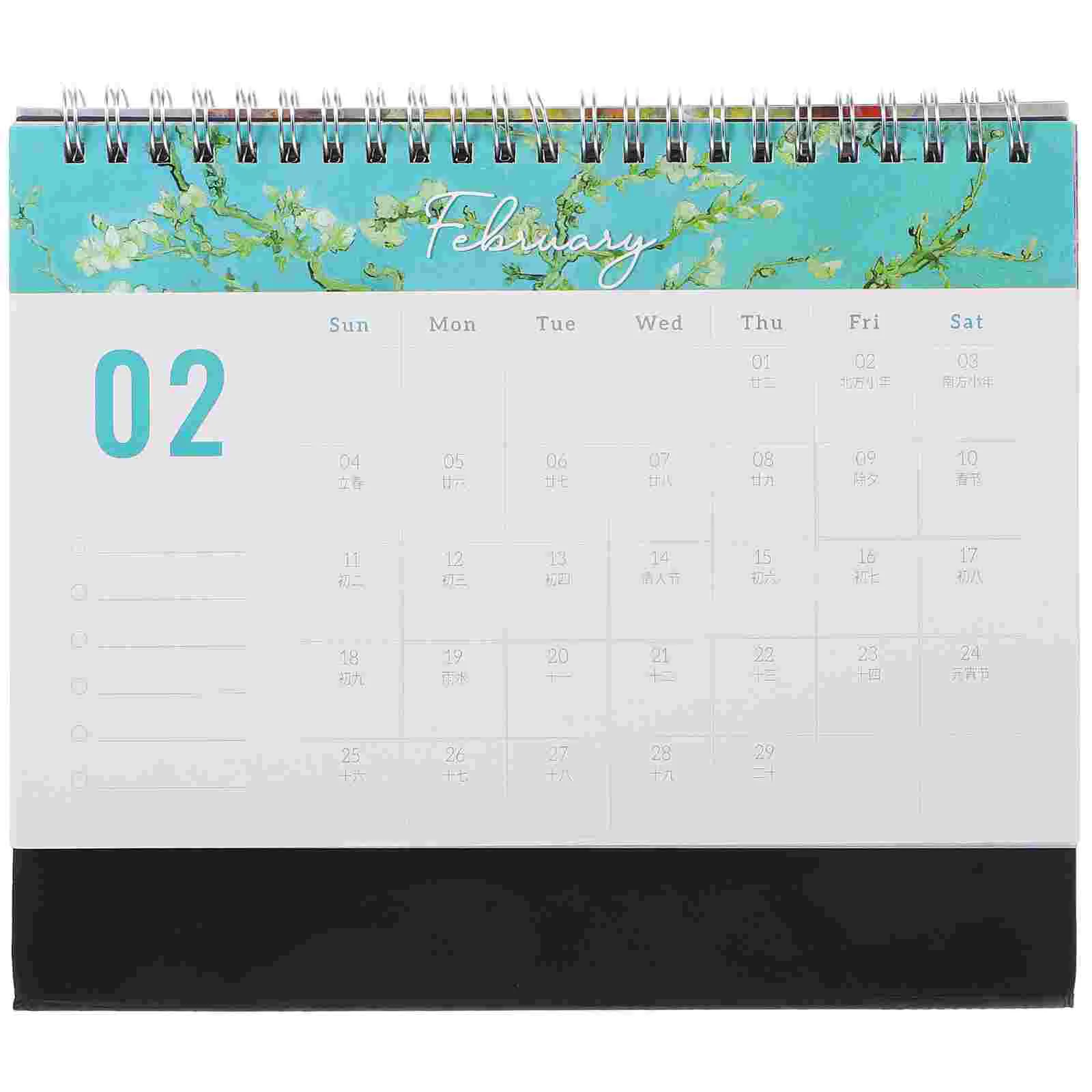 Standing Flip Desk Calendar 2024 Monet Oil Painting Schedule Planner Spiral Bound Freestanding Calendar