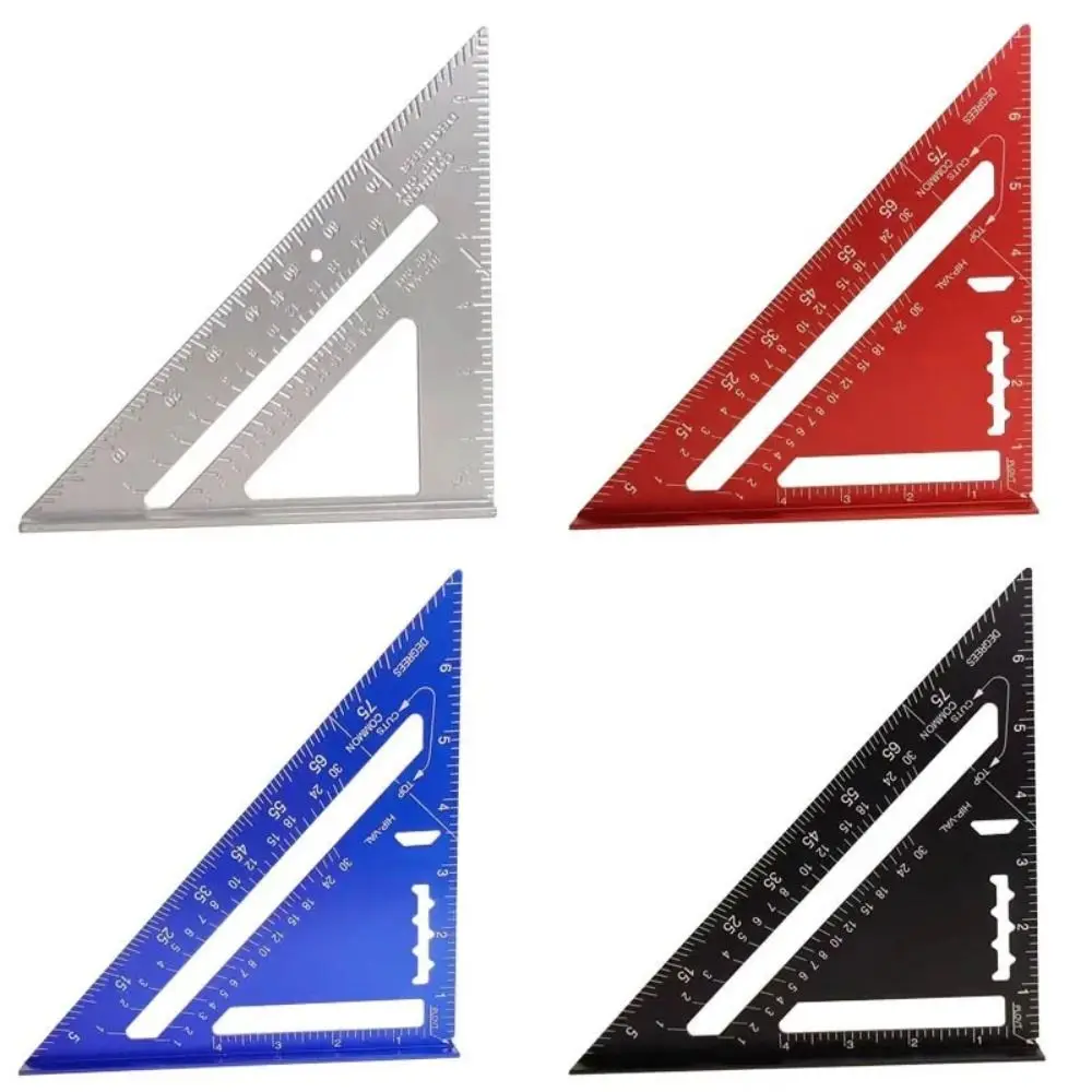 Aluminum Alloy Triangle Ruler Metric Inch Protractor Square Tool