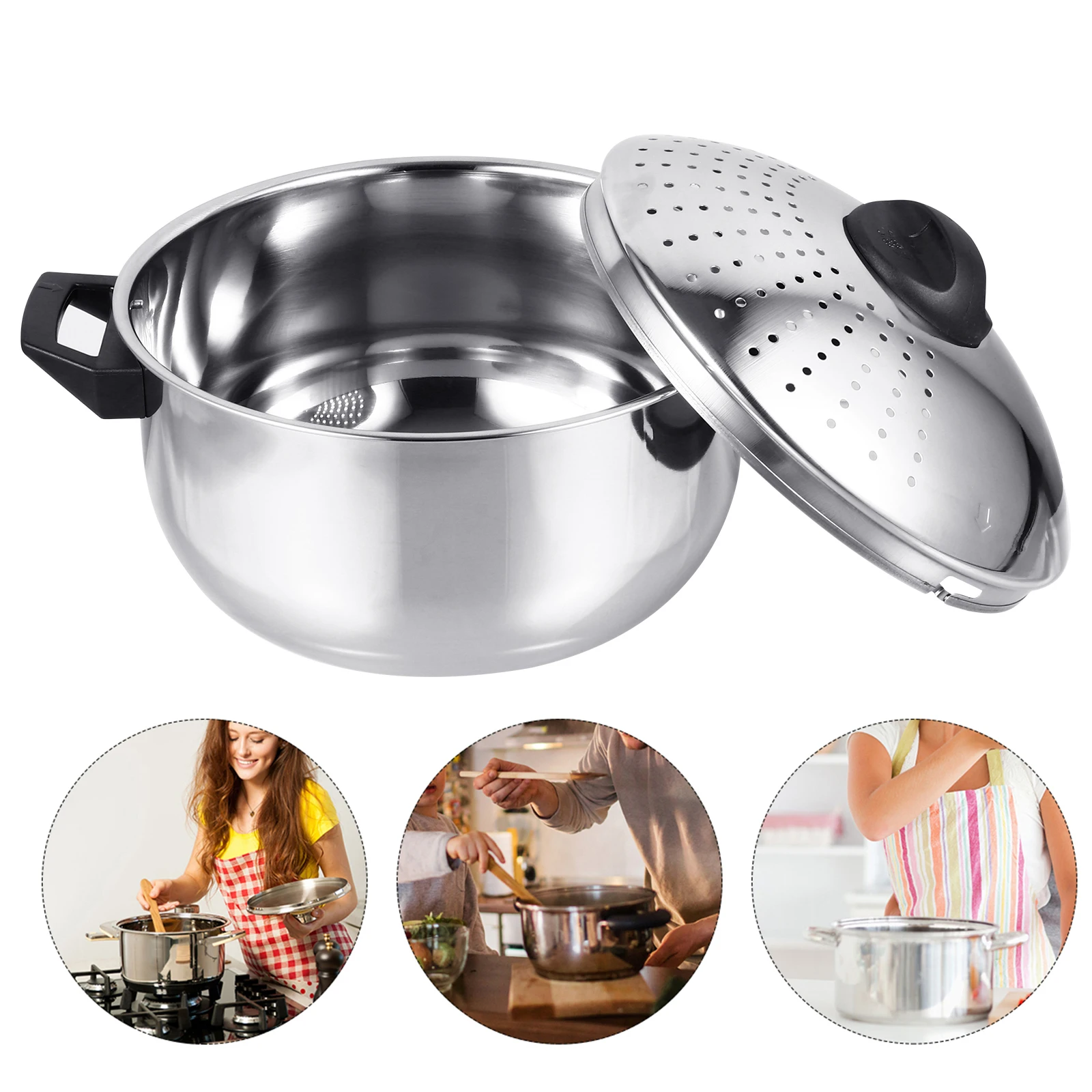 24cm 16cm Stainless Steel Noodle Pot With Lid Quick Draining Pasta Pot Non Stick Cookware Stockpot Soup Bowl Noodles Pot