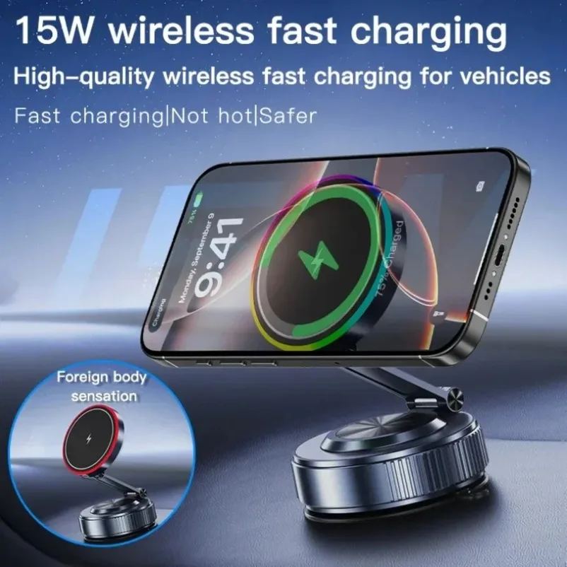 ALAFLY 15W Magnetic Car Wireless Charger for iPhone 17 16 15 14 13 12