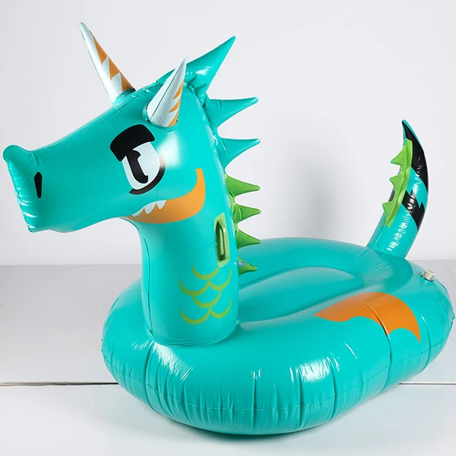 Child Green Dragon Dinosaur Pool Float Inflatable Air Mattress Adult Kids Rider On Summer Water Play Swimming Ring Fun Life Raft 6