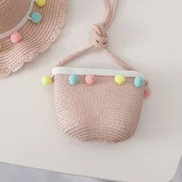 Kids Cute Hand Bag Children's Weave Shoulder Bags Fashion Straw Cross Bag For Girls Made From Natural 6