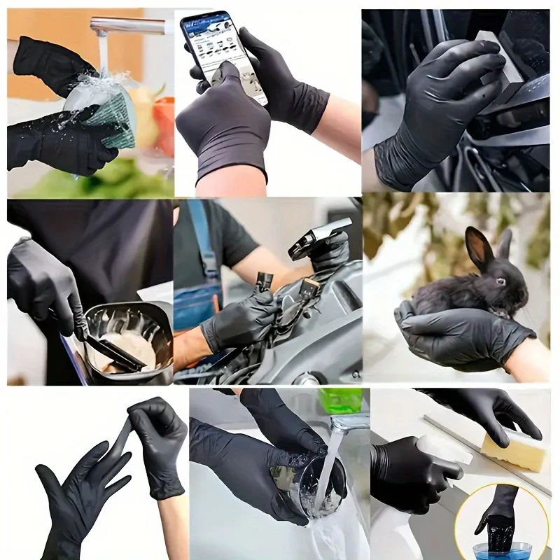 Versatile Waterproof Black Latex Gloves