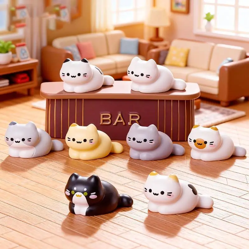 Cute Cat Figurine Set - Miniature Kitten Ornaments for Home, Desk, Car Dashboard, and Micro Landscape Decoration