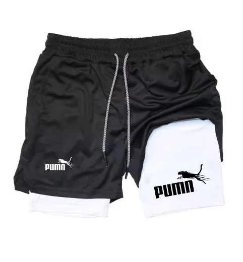 2 in 1 Running Workout Shorts for Men Gym Compression Shorts with Phone Pocket Towel Loop Athletic Activewear