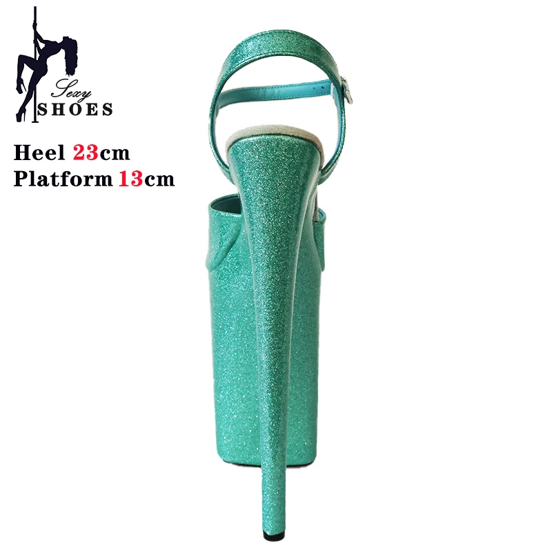 Nightclub Sexy Pole Dance Shoes 23CM Gladiator Sandals Pearl Glitter Stripper Shoes Summer Women Model Show Platform High Heels