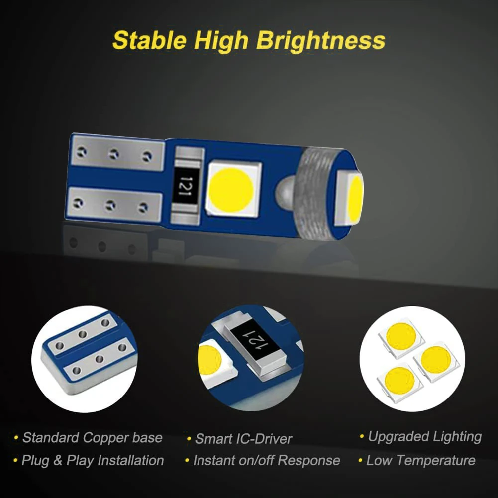 T5 LED  W3W W1.2W 12V LED Canbus ڵ ׸ ,    ǥñ  ڵ  , 10 