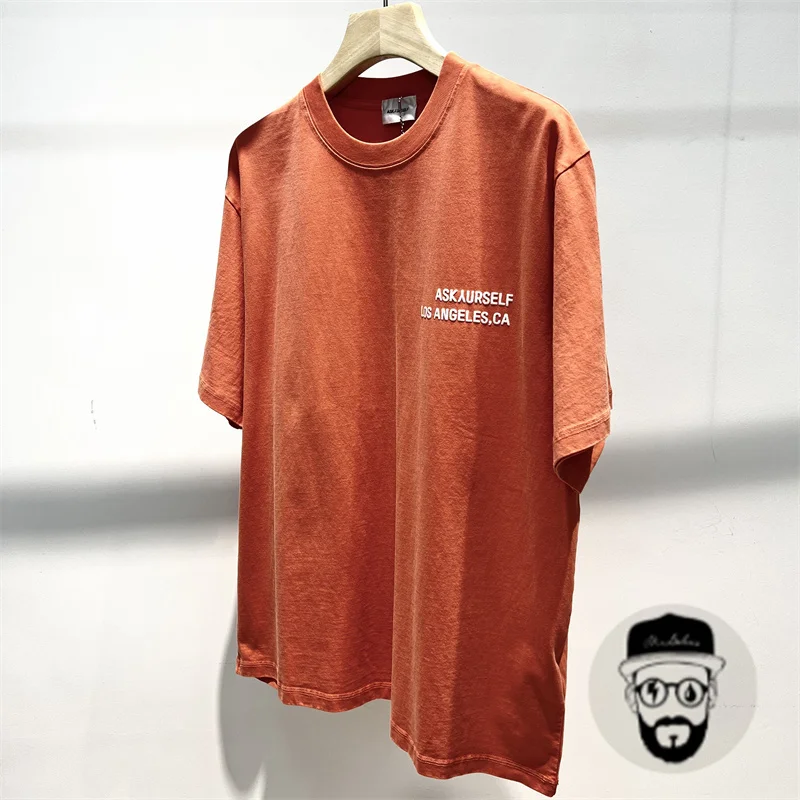 

Футболка ASKYURSELF мужская с коротким рукавом, свободная хлопковая рубашка с принтом надписи, топ с коротким рукавом и круглым вырезом для пар, на лето