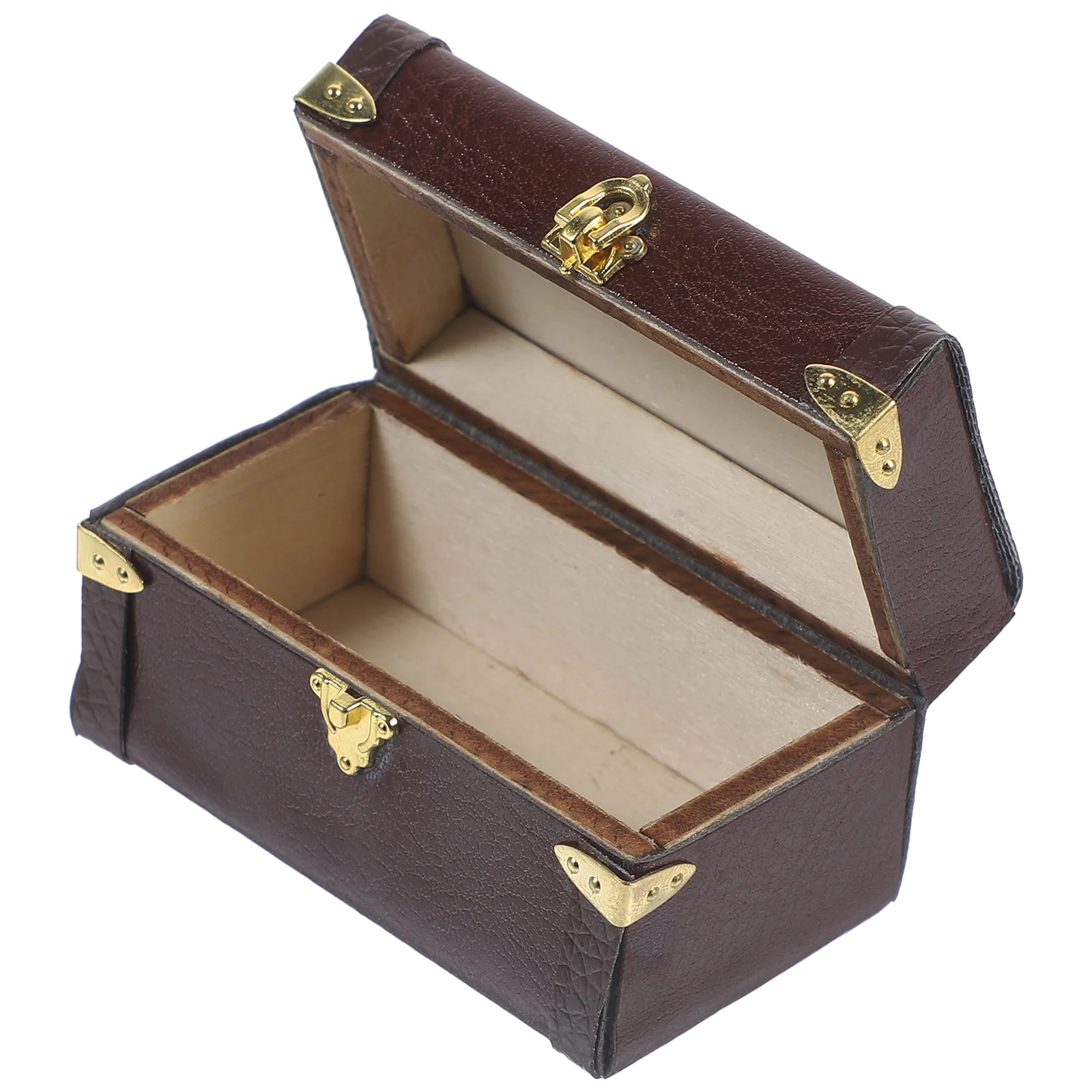 

Miniature Trunk Suitcase Dollhouse Travel Trunk Suitcase Model Vintage Desktop Decoration Brown