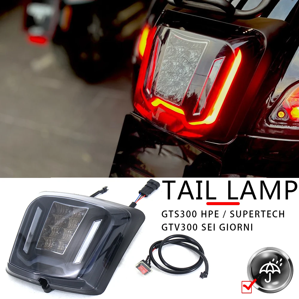 

Motorcycle LED Tail Lamp Rear Brake Tail Run Light Smoky Black Lens Taillight For Vespa GTV300 Sei Giorni gtv 300 GTS300 GTS 300
