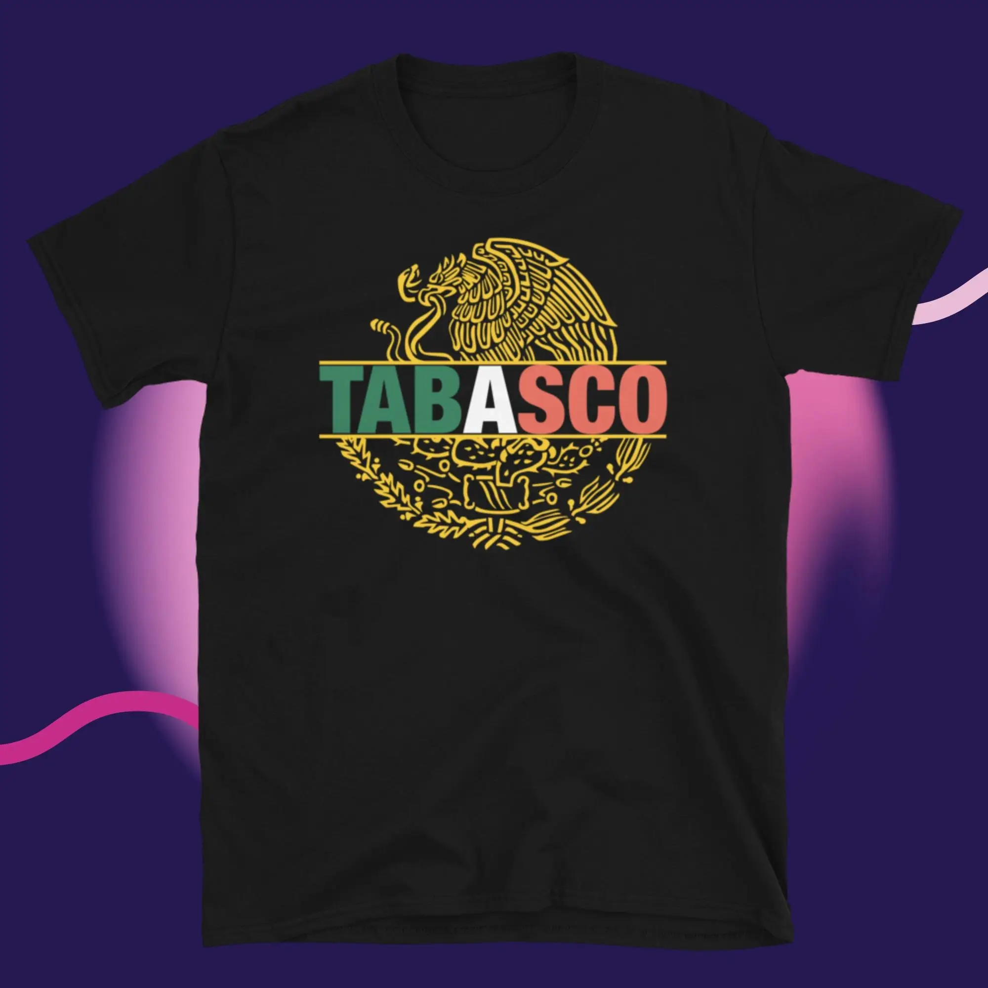 Tabasco Escudo Nacional Mexicano Playera T-Shirt Unisex A Maniche Corte