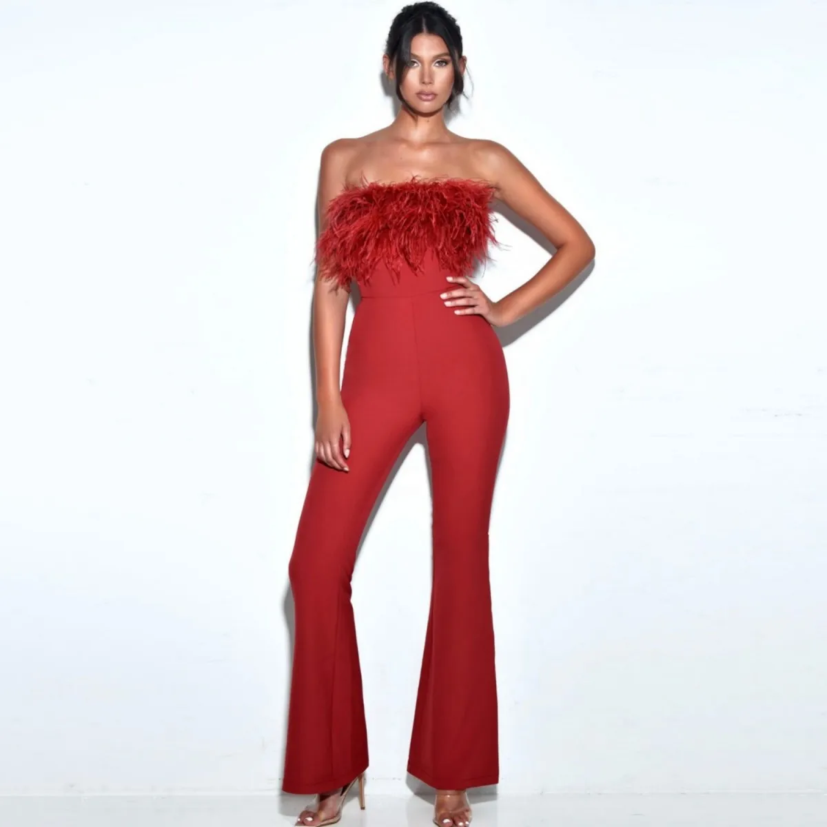 2023-new-black-and-red-color-spring-summer-women-sexy-feather-strapless-bodycon-jumpsuit-celebrate-birthday-party-jumpsuit-wear