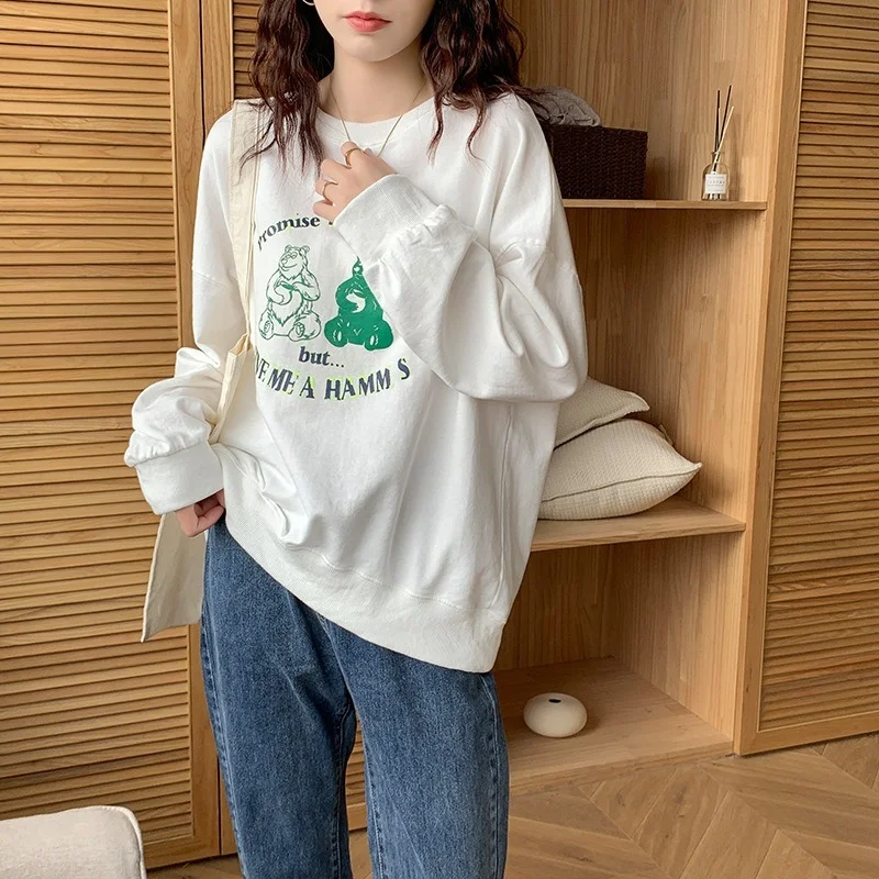 2022 Spring Autumn Sweatshirt Women New Fashion O-neck Thin Sweatshirt K-pop Long Sleeve Pullovers Loose Clothes