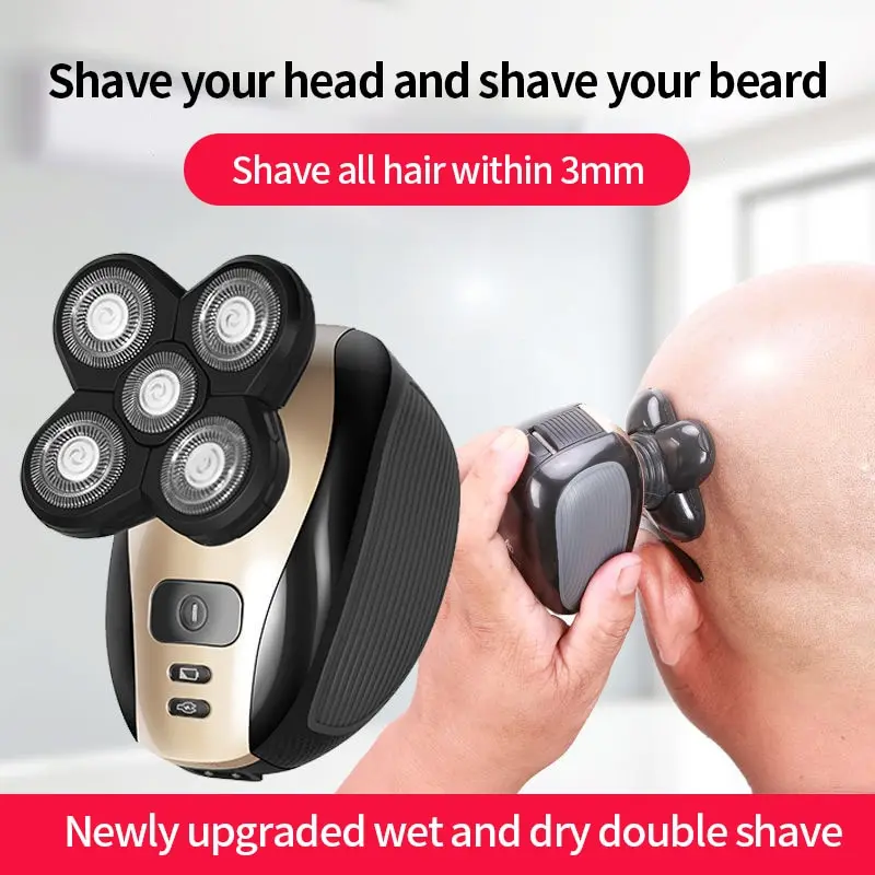  Five Blade Shaver Electric 4D Floating Multi Function Shaver Hair Magic Bald Head Artifact Beard Knife 