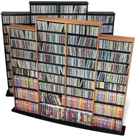 4 Column Tall Cabinet Media, Quad Width Wall Storage, Black 5