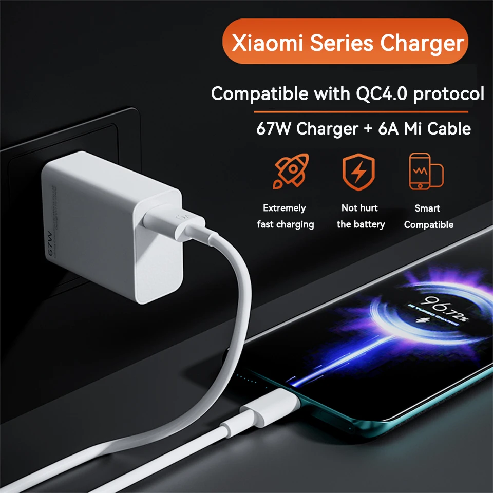 Xiaomi Charger Original 67w Xiao Mi 12 Turbo Charge Adapter Eu Us  Carregador Poco X3 Gt Redmi K50 Note 11 Blackshark 3 Chargeur