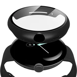Durable Glass+Case for Ultimate Pixel Watch Protection - High Sensitivity, Lightweight, Anti-Fall Design (Black)
