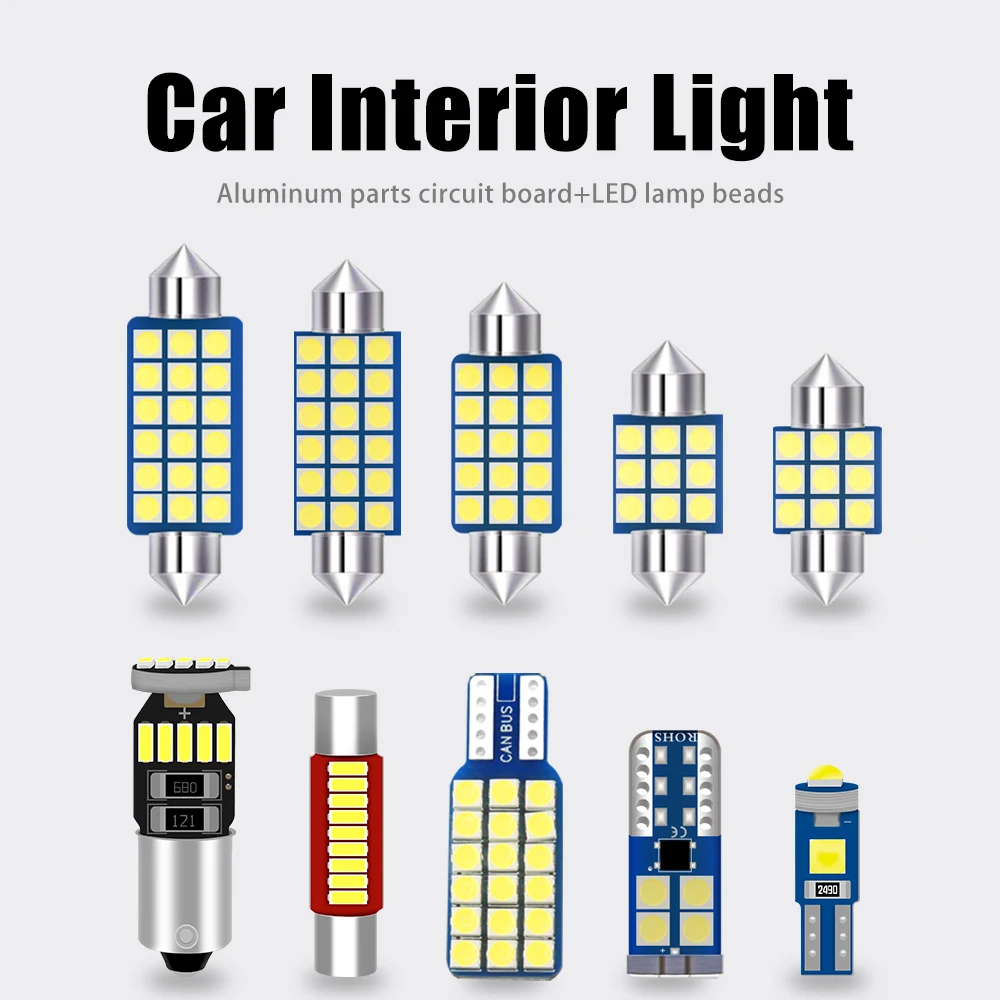 For Volkswagen VW GOLF 5 6 7 Golf MK5 MK6 MK7 12v  LED Canbus 12pcs Car Interior Map Dome Reading Lamps Trunk Light Accessories