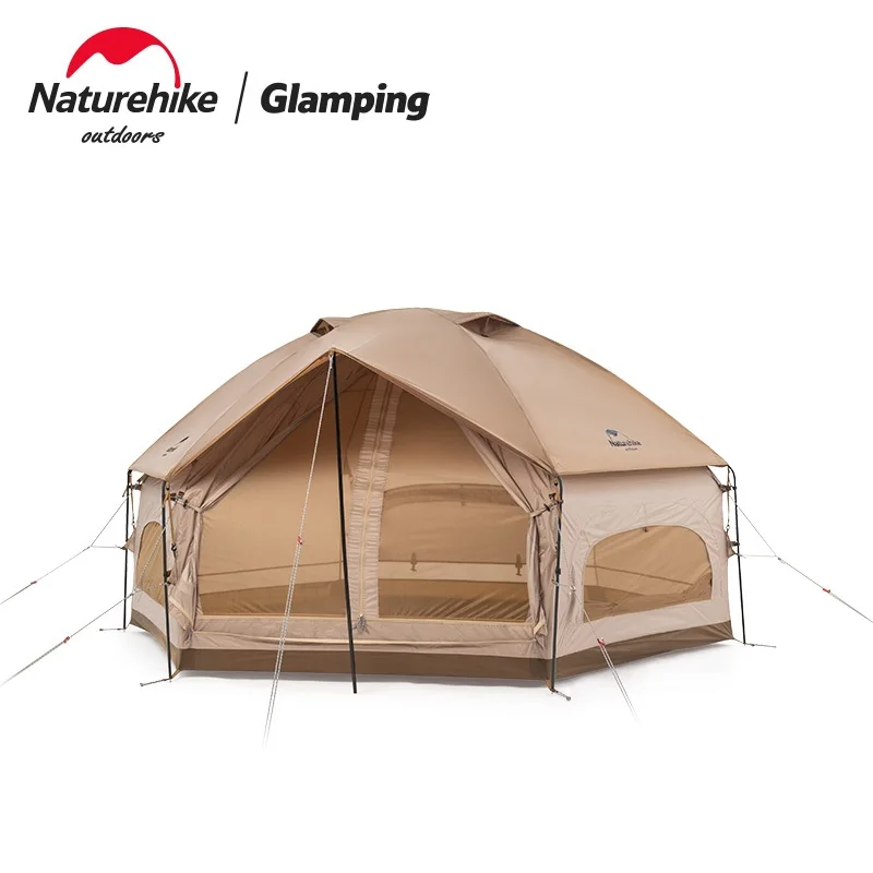 Naturehike Mg Hexagonal Tent  One-piece Bracket One Door Three Windows 3-4 People Outdoor Camping Waterproof Tent NH21ZP001