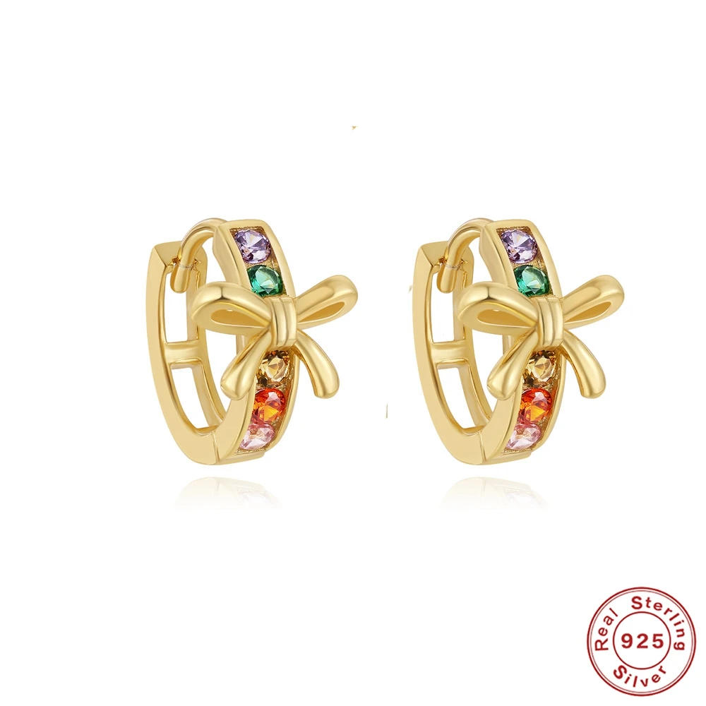 

AIDE 925 Sterling Silver Rainbow CZ Dragonfly Hoop Earrings For Girls Cute Insect Ear Studs Girls Daughter Birthday Party Gifts