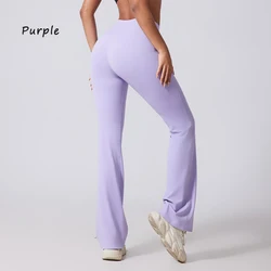 DIAS FIT JOY Women's High - Waisted Flared Yoga Pants with Hip - Lifting Design - L (Purple)