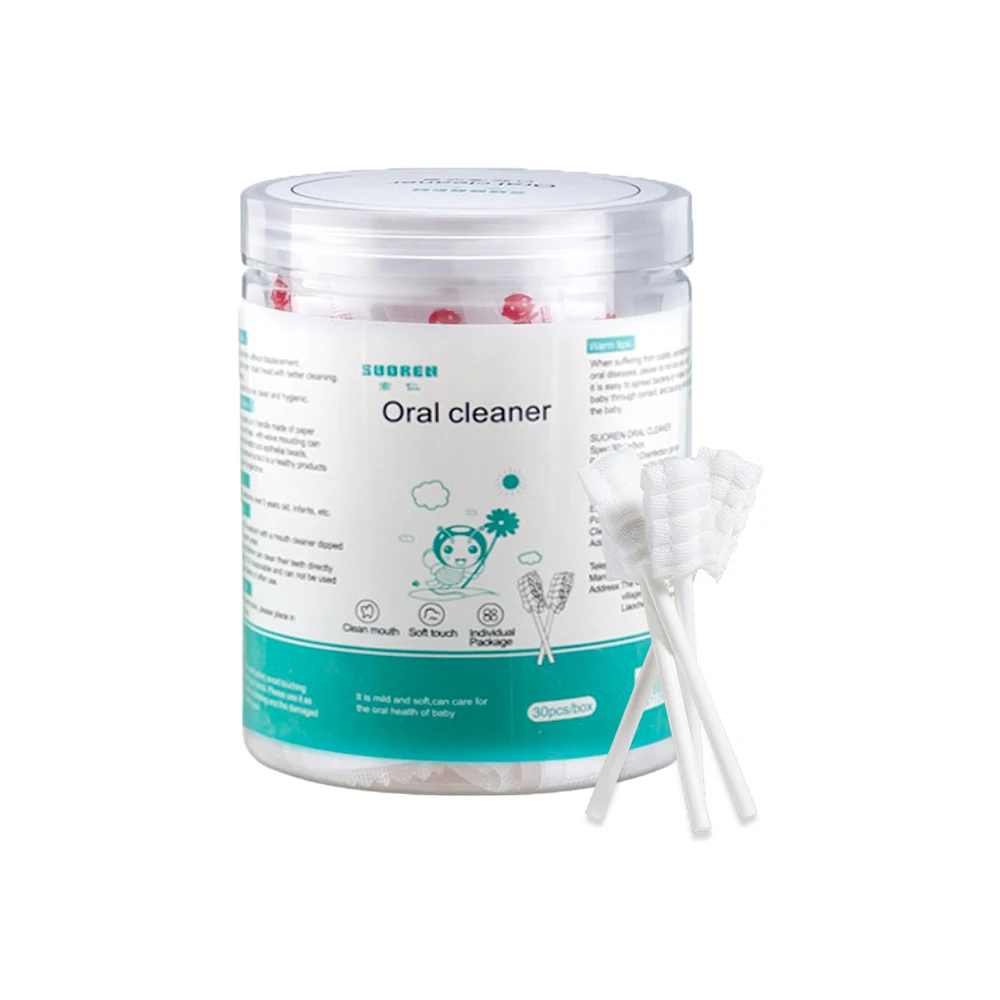 30pc/box Baby Tongue Cleaner Disposable Gauze Toothbrush Paper Rod