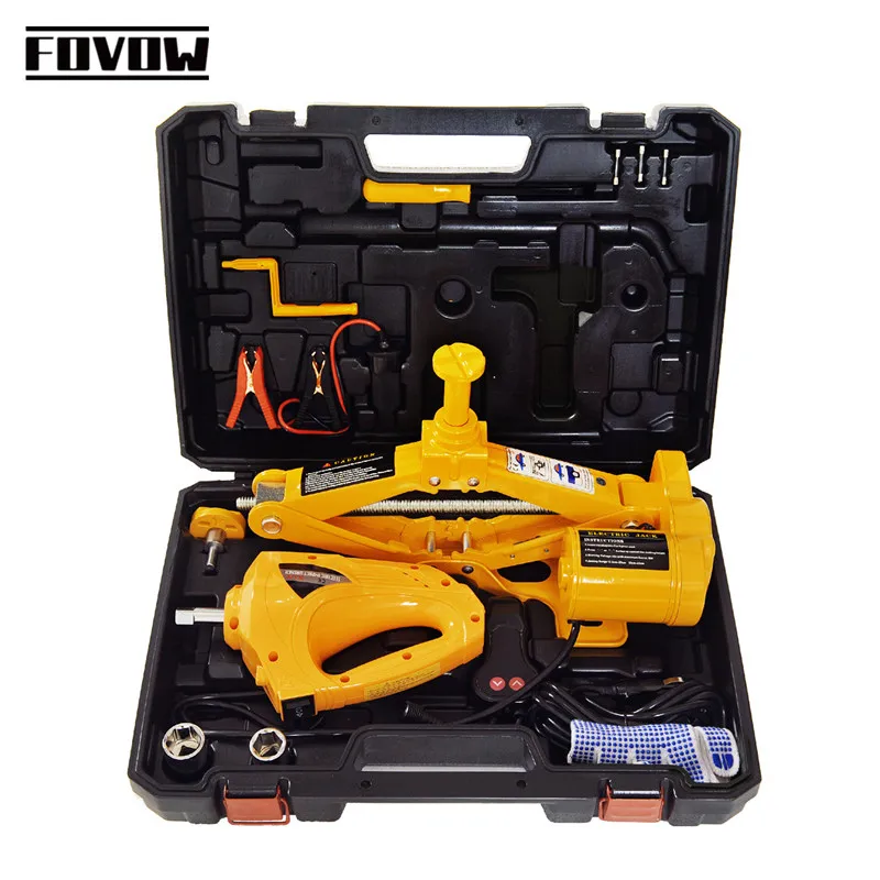 Kit de cric de voiture électrique 12V, clé à chocs à ciseaux, Flash intégré, lumière LED, outil d'urgence, Kit de réparation de pneus, cric élévateur