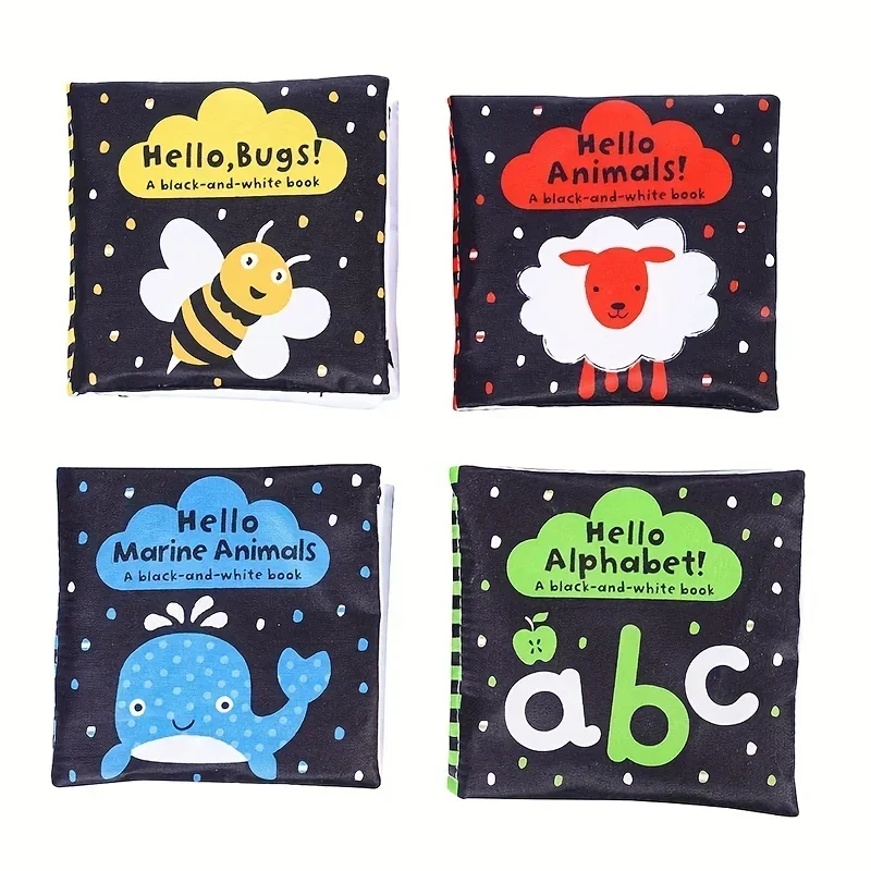 Baby Books Toy Newborn Letter Animal Cloth Book Baby Bath Book Crinkle Washable Non-Toxic Early Education Palm Book for Toddlers 2