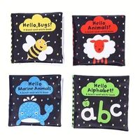 Baby Books Toy Newborn Letter Animal Cloth Book Baby Bath Book Crinkle Washable Non-Toxic Early Education Palm Book for Toddlers 2