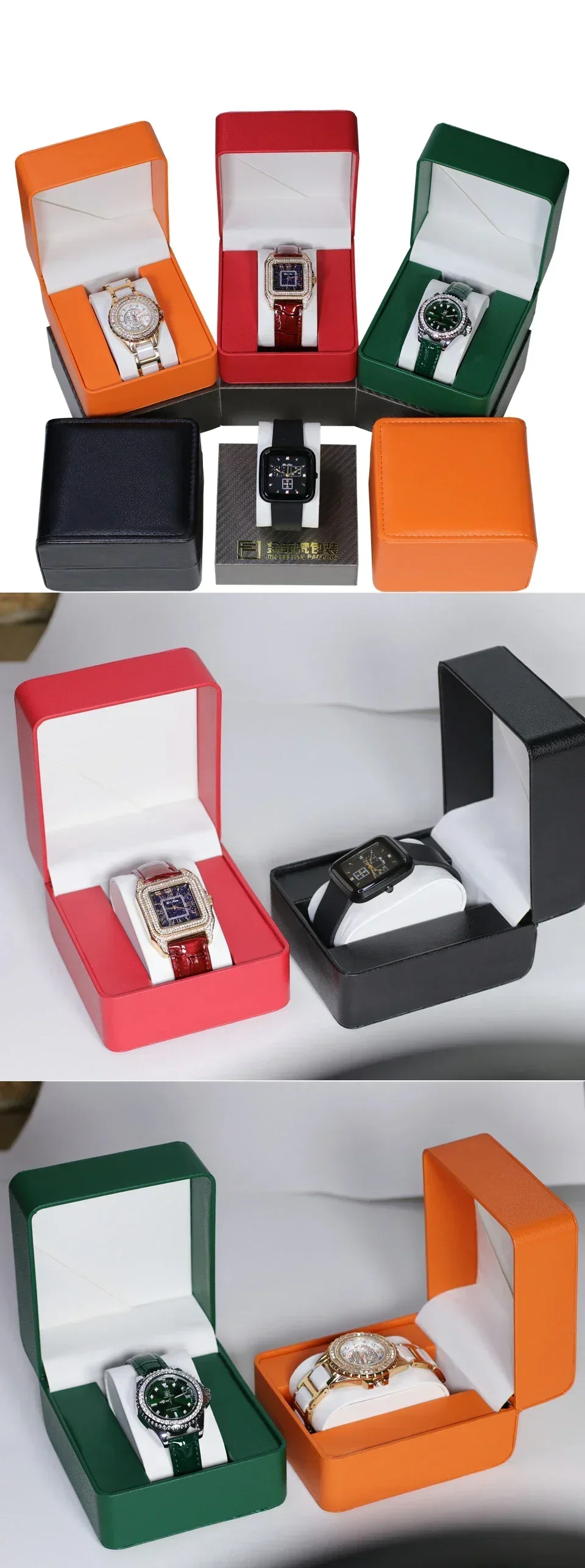 Black Single Watch Gift Box with Soft Pillow, PU Leather Wristwatch Case Organizer for ... - SKU SWBP1121 - UGI Packaging