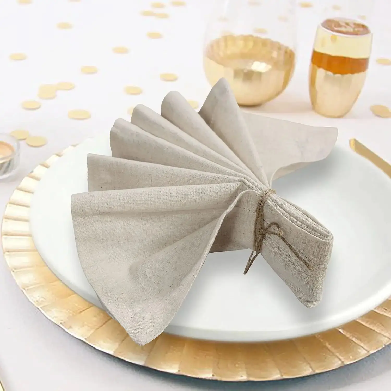 6 Pieces 100% Linen Dinner Napkin Nature Napkin Soft Absorbent Comfortable - Ideal for Events and Regular Use 2