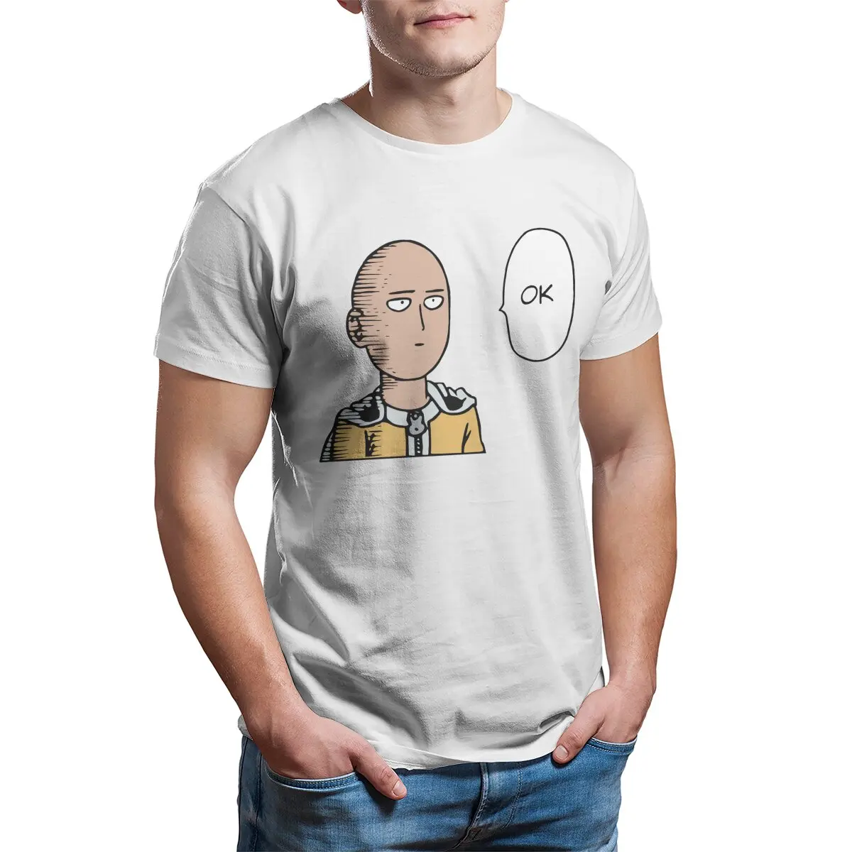 One ok Punch Merch Oke Okay Anime One Punch Mann Meme Unisex T-Shirt für Männer 100% Baumwolle bedruckte Anime Kleidung plus Größe 5xl 6xl