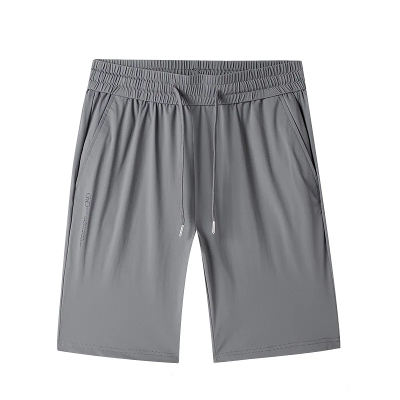 Fashion Summer Thin Knee Pants All-match Solid Color Men's Clothing Straight Sports Mid Waist Elastic Drawstring Casual Shorts